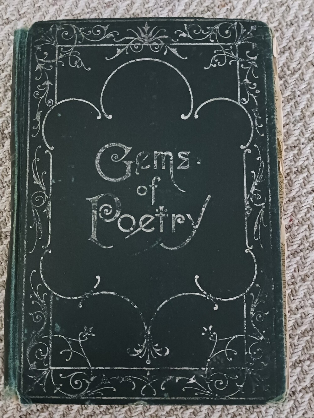 Antique Gems of Poetry 1901 Decorative Hardcover - Dark Blue Green